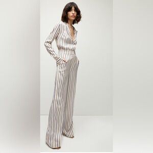 Veronica Beard Striped Pants in White and Blue
